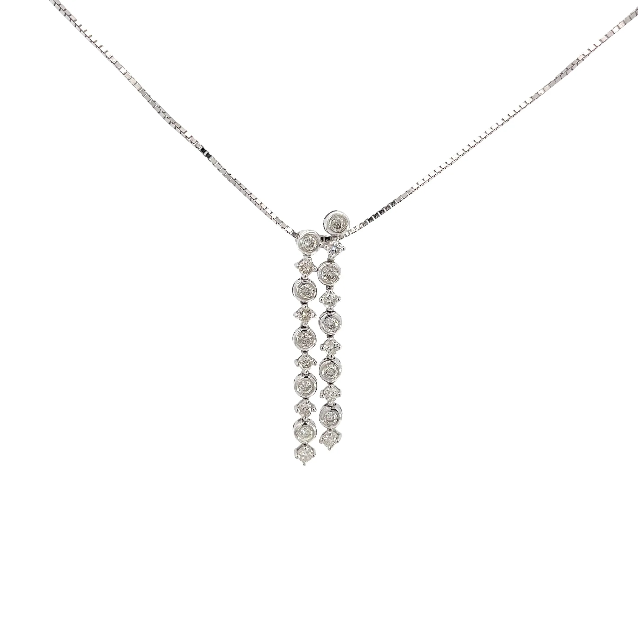 18k white gold .70ct GVS2 Round  Diamond Dangle Necklace