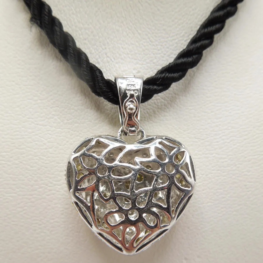 18K Yellow and White Gold Diamond Heart Necklace