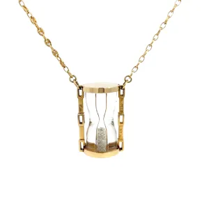 18k Yellow Gold 2.00ct G VS2 Round Diamond Hour Glass Vintage  Necklace