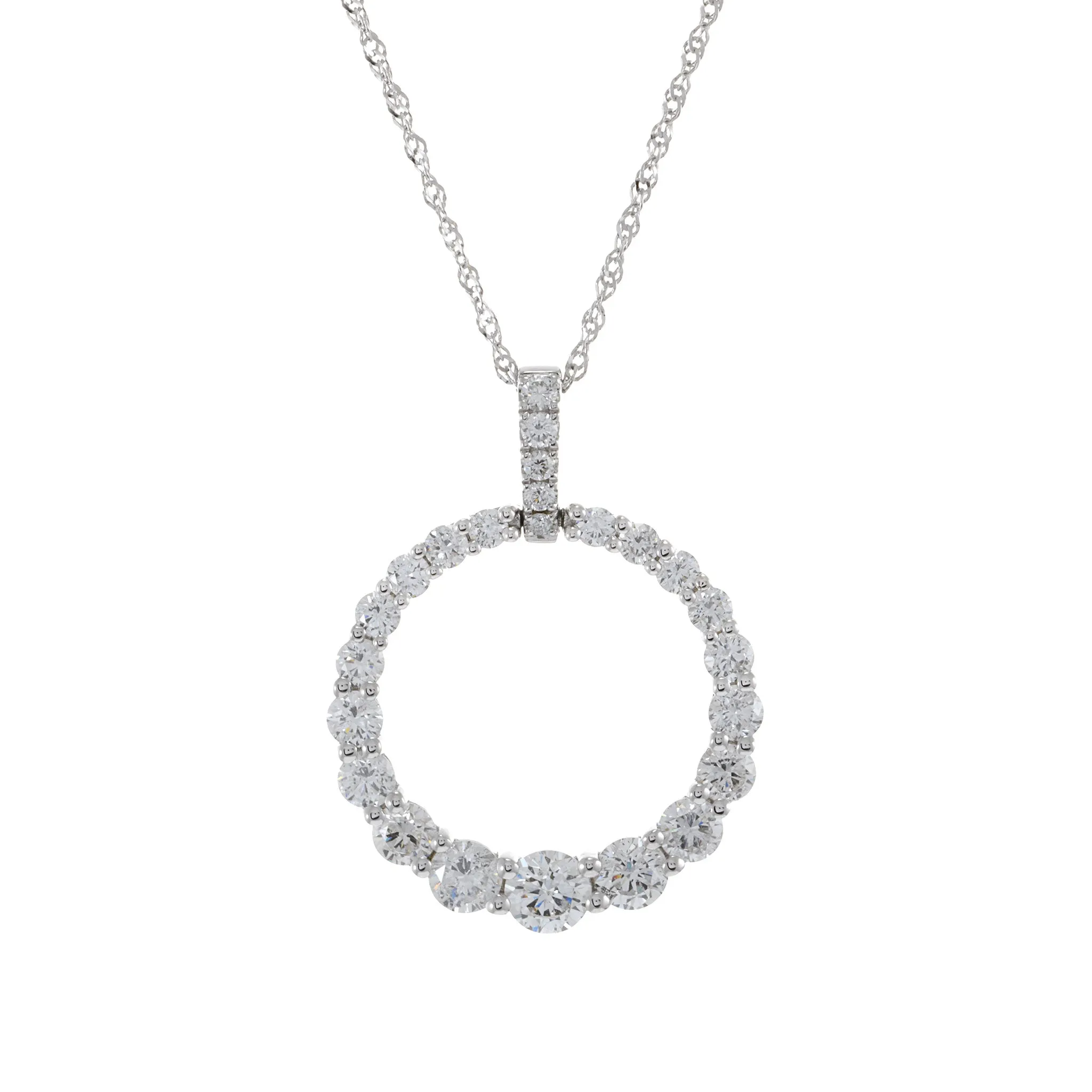 18KT White Gold Graduated Circle Diamond Pendant