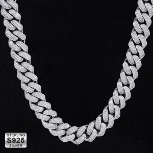 18mm Sterling Silver Iced Out Diamond Cuban Link Chain in White Gold KRKC&CO KEEP REAL KEEP CHAMPIO