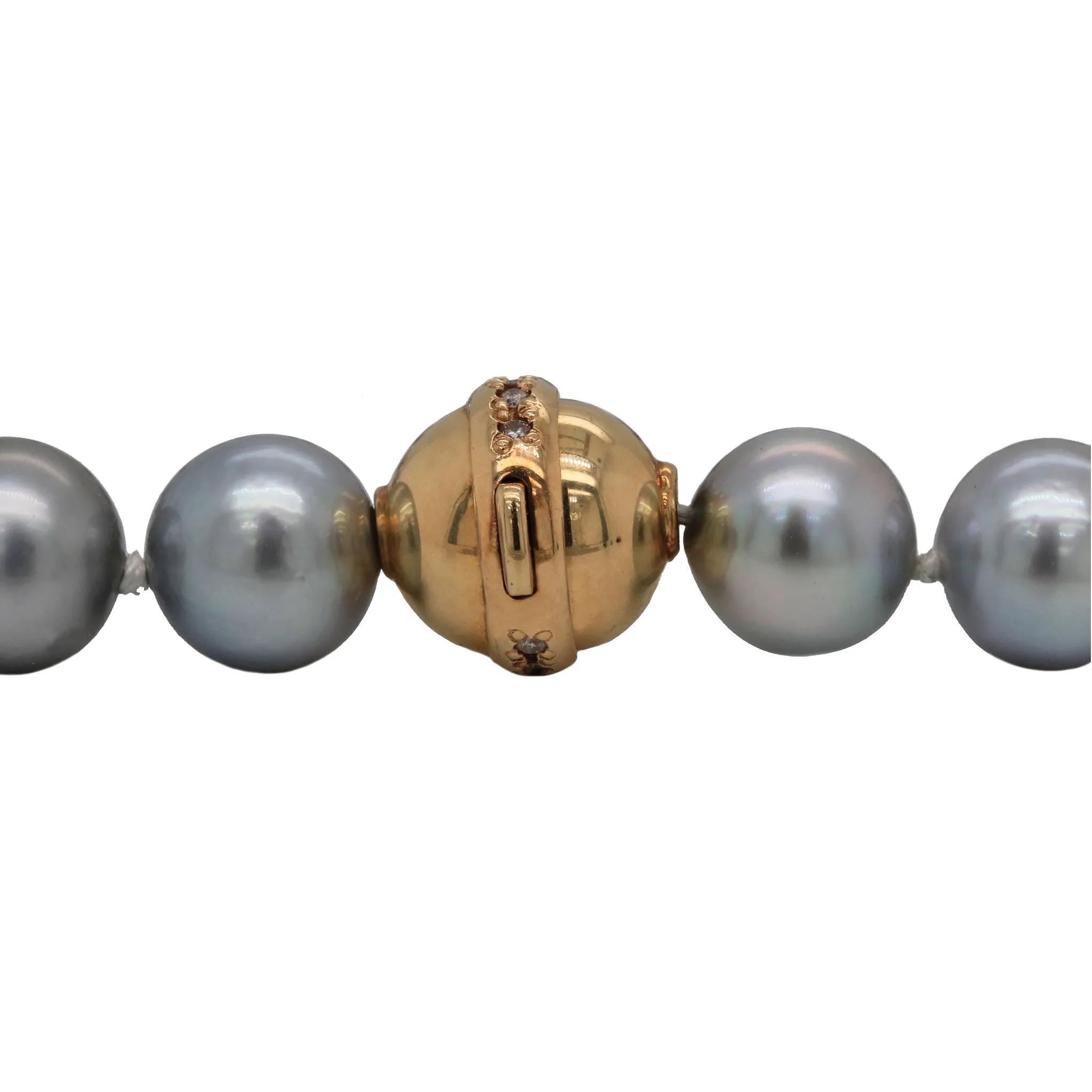 18" Natural Tahitian Pearl 14K Yellow Gold Clasp Necklace