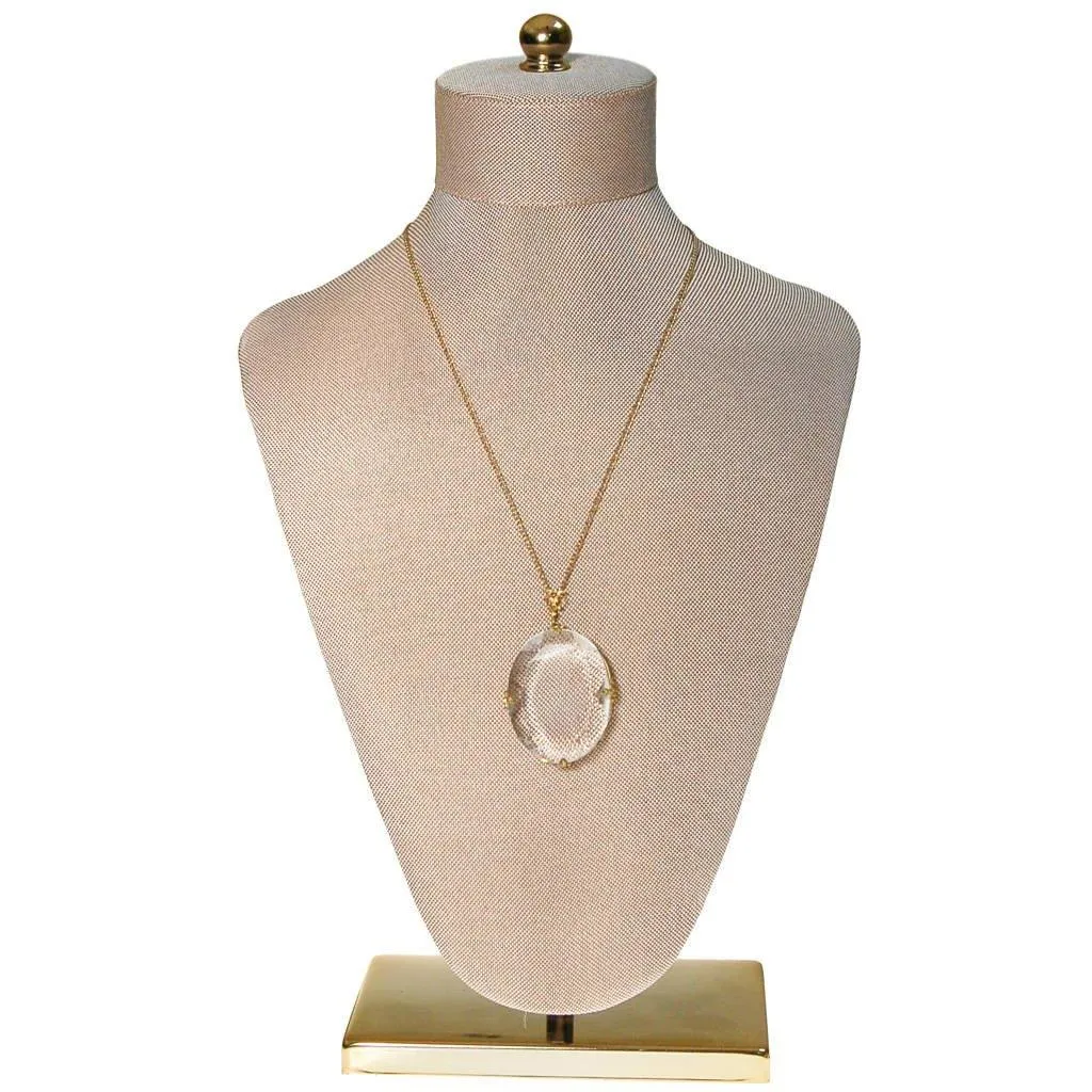 1940s Crystal Pendant Looking Glass Statement Necklace