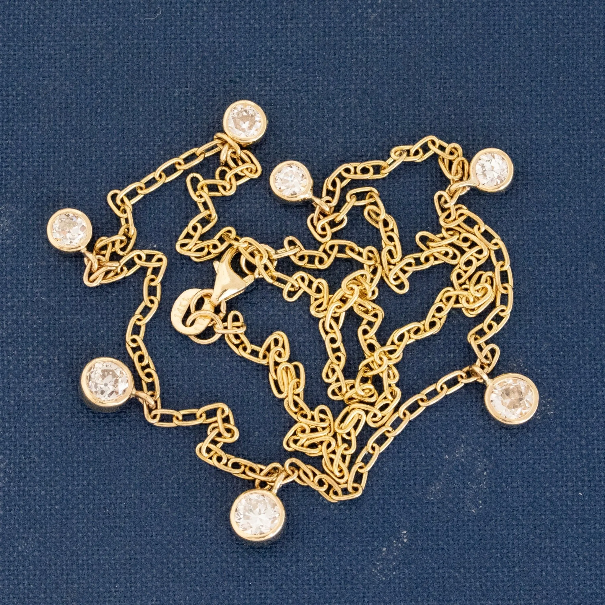 1.96ctw Old European Cut Diamond Bezel Station Necklace