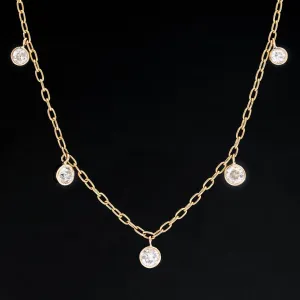 1.96ctw Old European Cut Diamond Bezel Station Necklace
