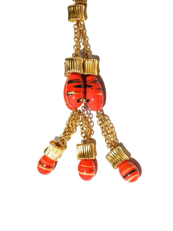 1970s William de Lillo 3 Strand Pendent Necklace