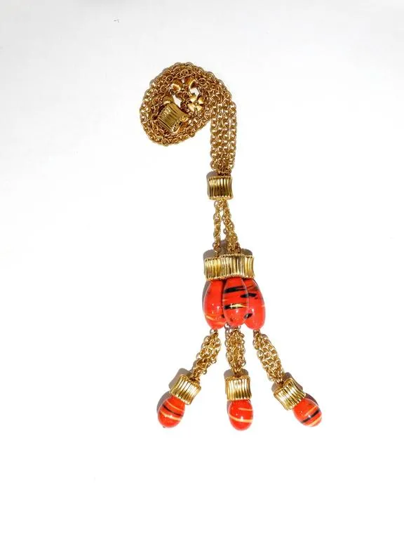 1970s William de Lillo 3 Strand Pendent Necklace