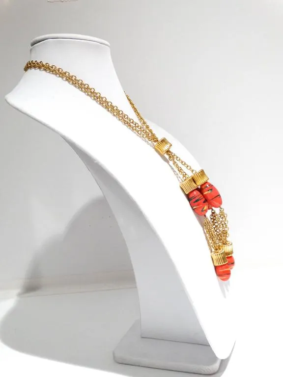 1970s William de Lillo 3 Strand Pendent Necklace