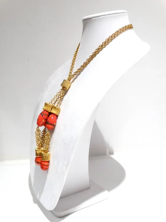 1970s William de Lillo 3 Strand Pendent Necklace