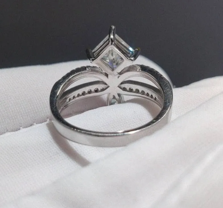 1ct Princess Cut Diamond Cute Water Drop Crown Engagement Ring