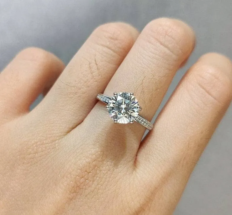 2 Carat Round Round Cut D Color Diamond Engagement Ring