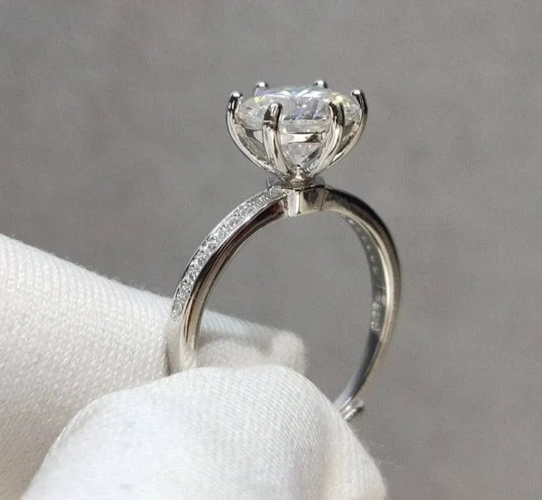 2 Carat Round Round Cut D Color Diamond Engagement Ring