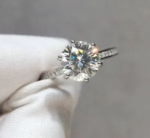 2 Carat Round Round Cut D Color Diamond Engagement Ring