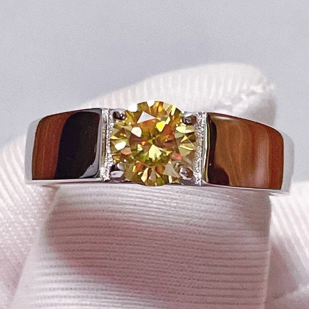 2 Carat Yellow Diamond Mens Diamond Ring
