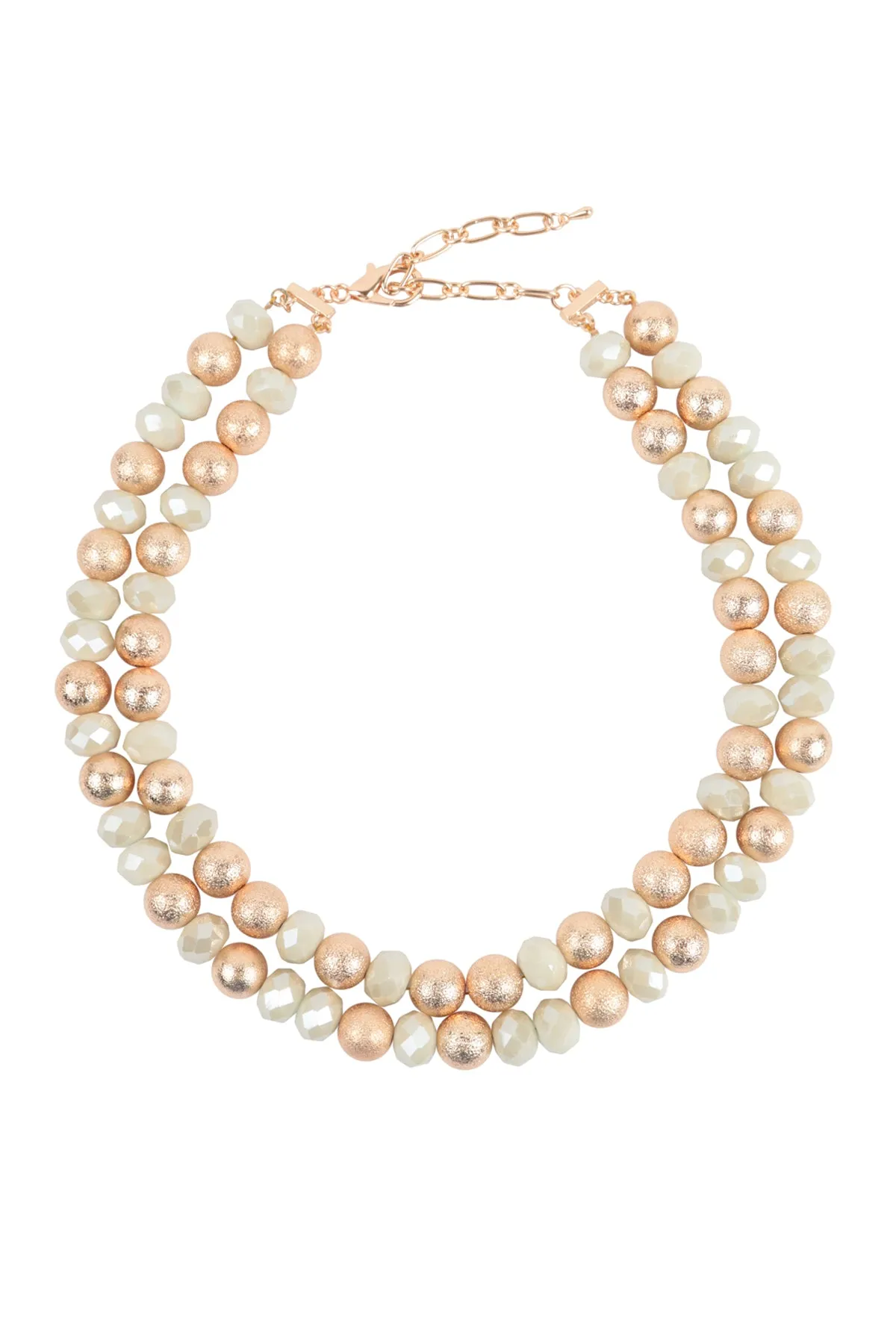 2 LINE TEXTURED CCB AND RONDELLE BEADS NECKLACE
