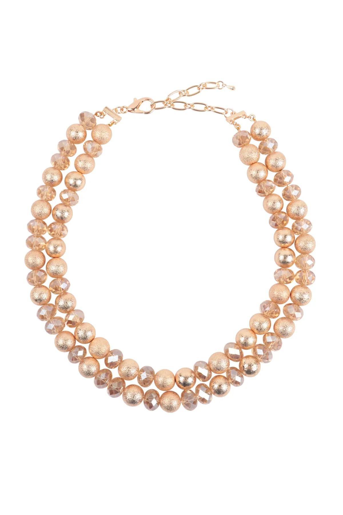 2 LINE TEXTURED CCB AND RONDELLE BEADS NECKLACE