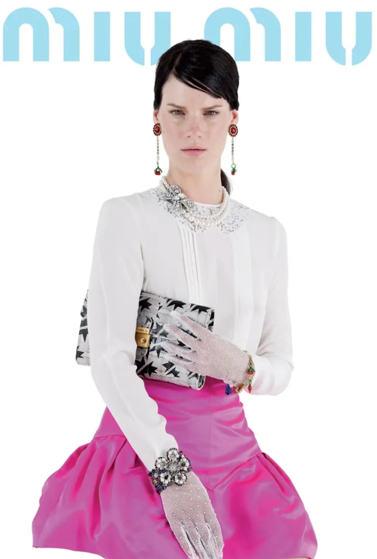 2012 C Pearl Rhinestone Bow Drop Choker Necklace