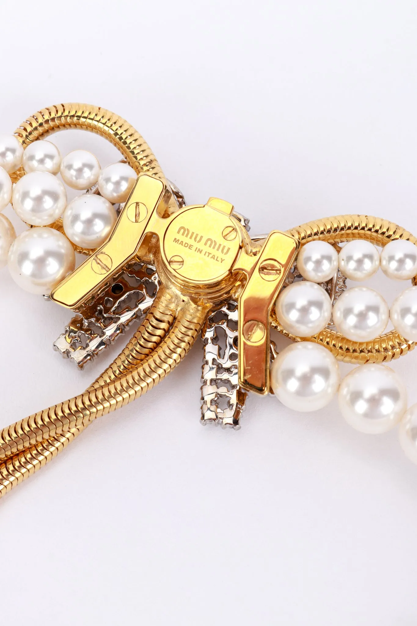 2012 C Pearl Rhinestone Bow Drop Choker Necklace