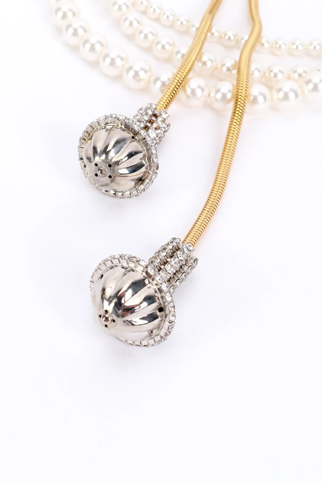 2012 C Pearl Rhinestone Bow Drop Choker Necklace