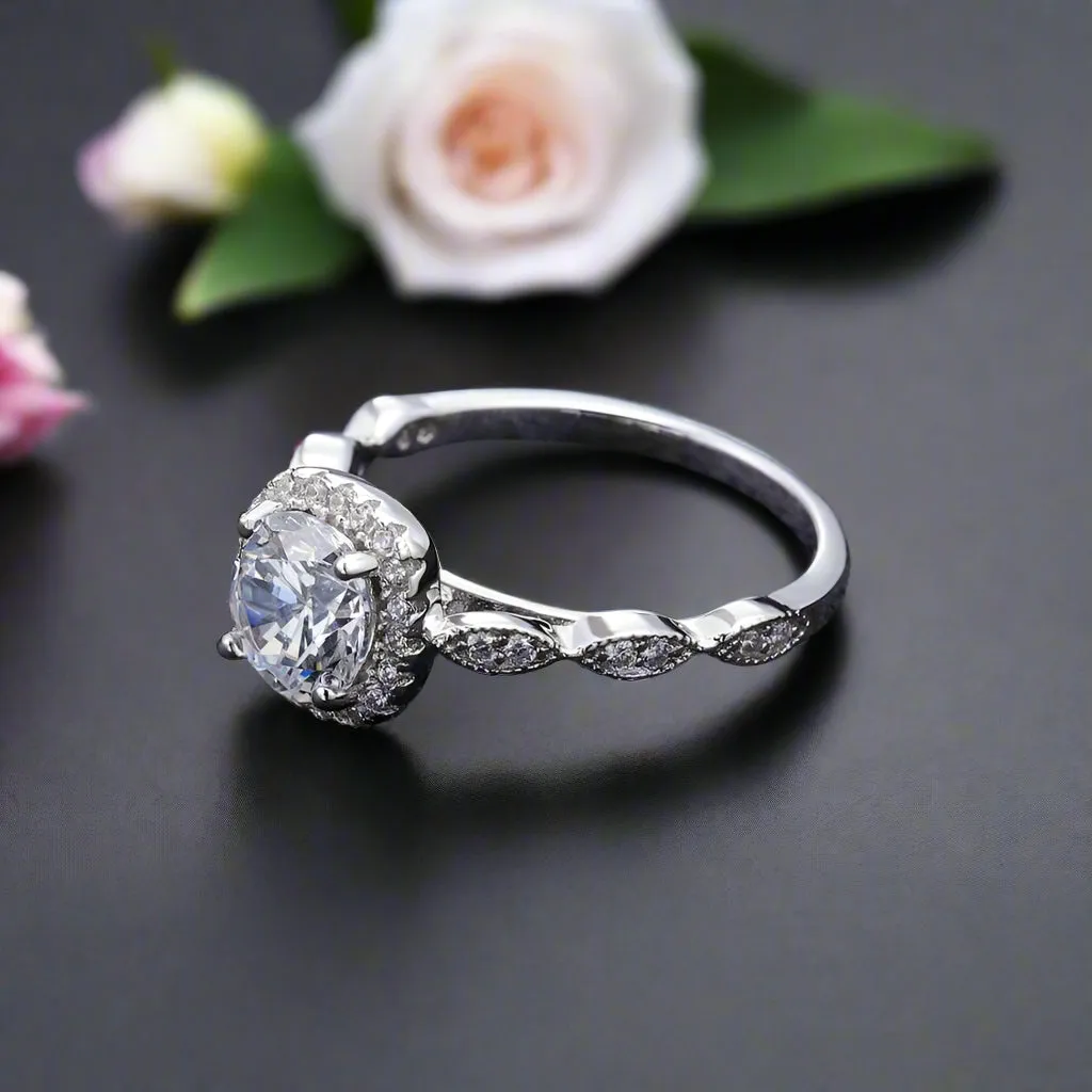 2.0ct Pave Diamond Vintage Engagement Ring