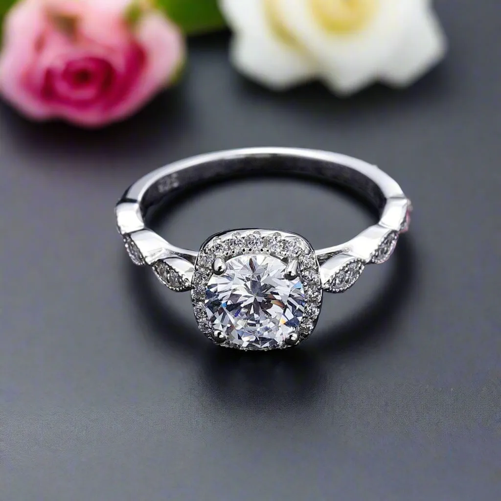 2.0ct Pave Diamond Vintage Engagement Ring