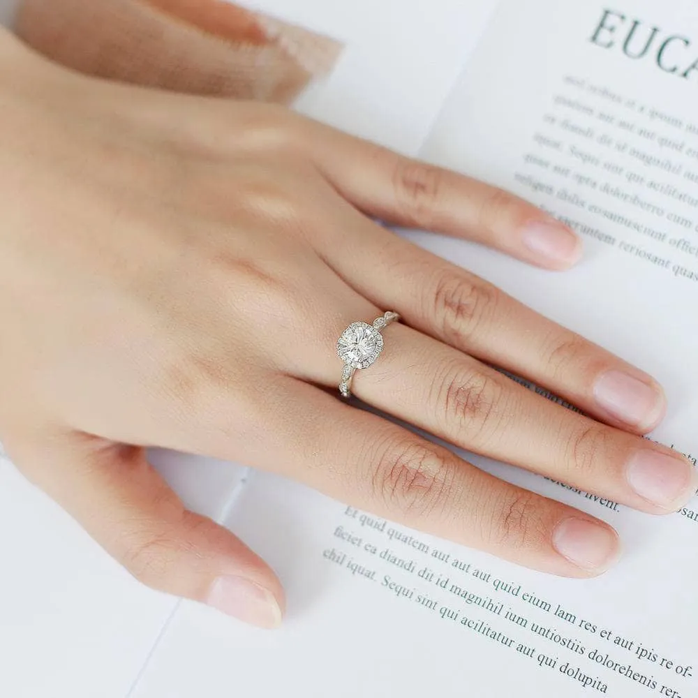 2.0ct Pave Diamond Vintage Engagement Ring