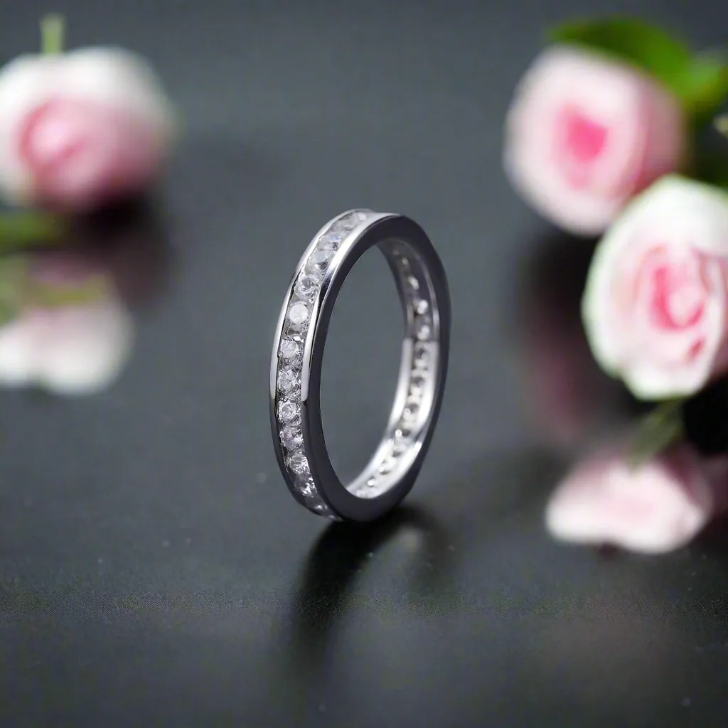 2.0mm Diamond Round Channel Eternity Ring