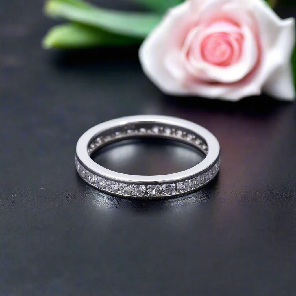 2.0mm Diamond Round Channel Eternity Ring