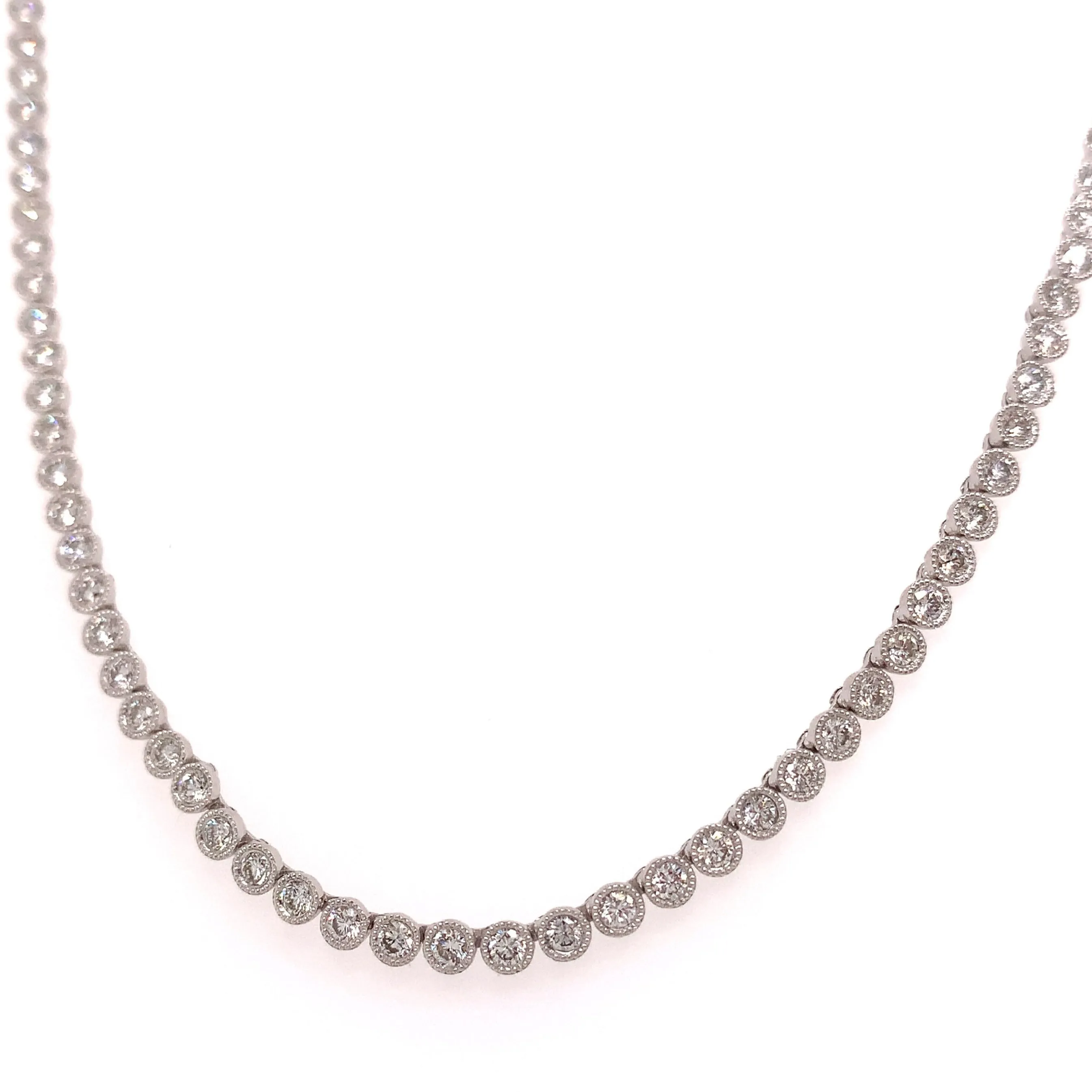 2.35ct t.w. Diamond Bezel Set Milgrain Detail Tennis Necklace