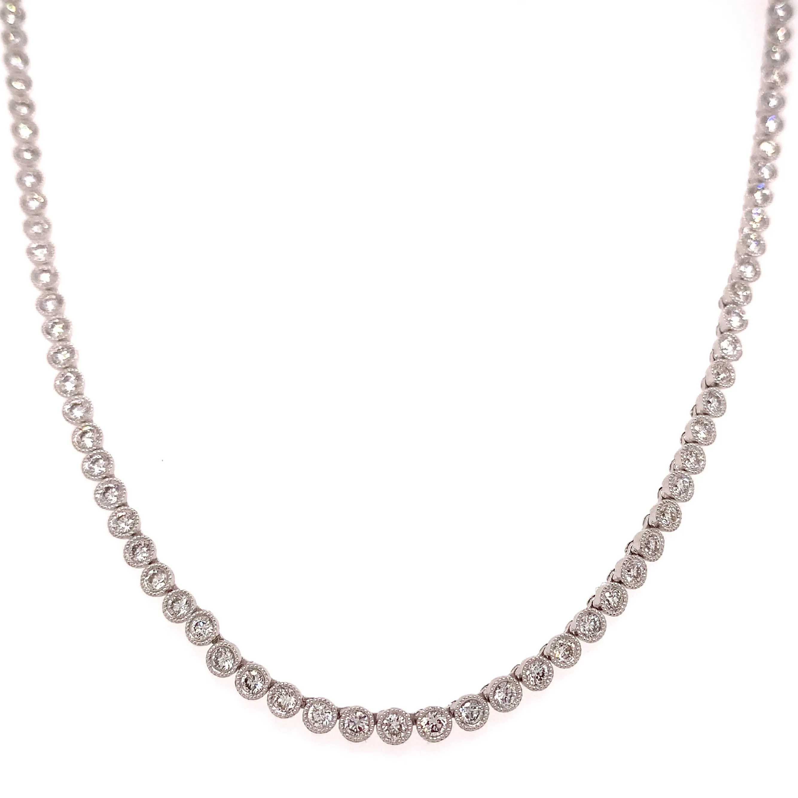 2.35ct t.w. Diamond Bezel Set Milgrain Detail Tennis Necklace