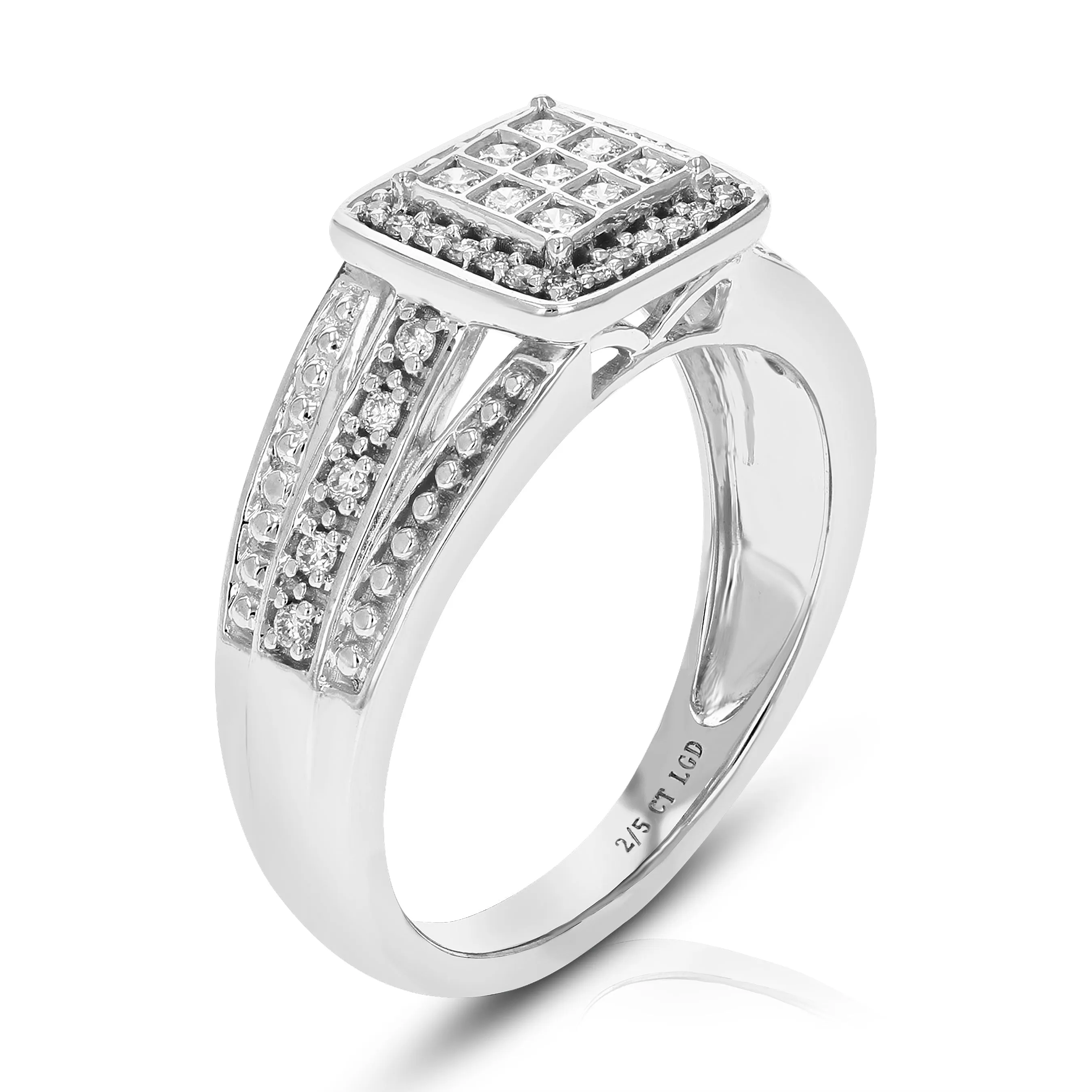 2/5 cttw Lab Grown Diamond Cushion Bridal Set in Sterling Silver