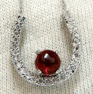 2.55ct Natural Spinel Diamond Horseshoe Necklace 14 Karat