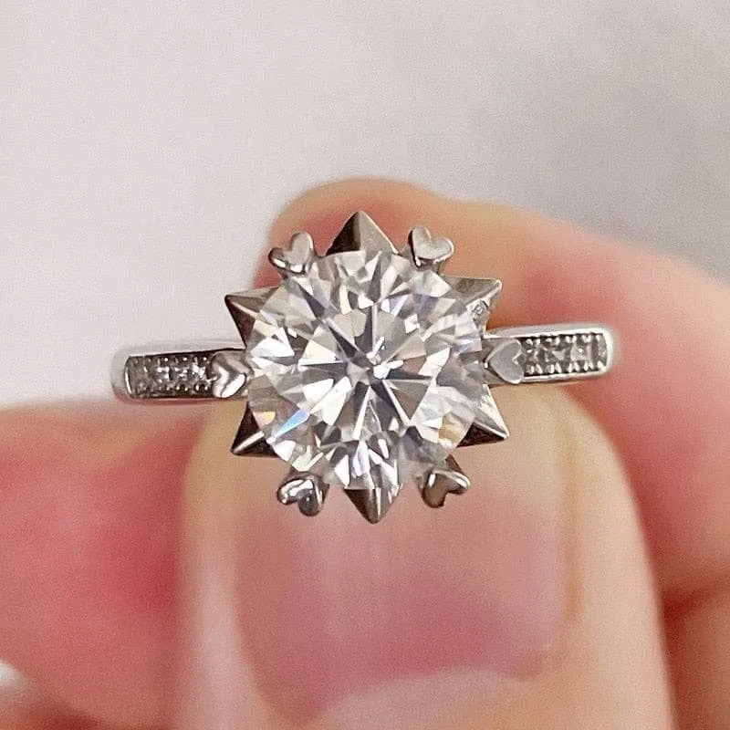 2ct Round Cut Diamond Flower Engagement Ring
