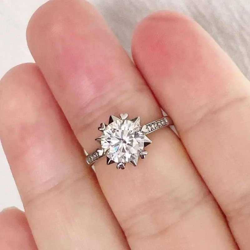 2ct Round Cut Diamond Flower Engagement Ring