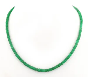 3 - 4 mm Single Strand Emerald Gemstone Necklace In Sterling Silver Clasp