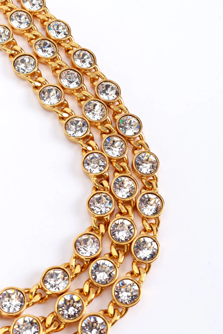 3-Strand Gold Crystal Collar Necklace