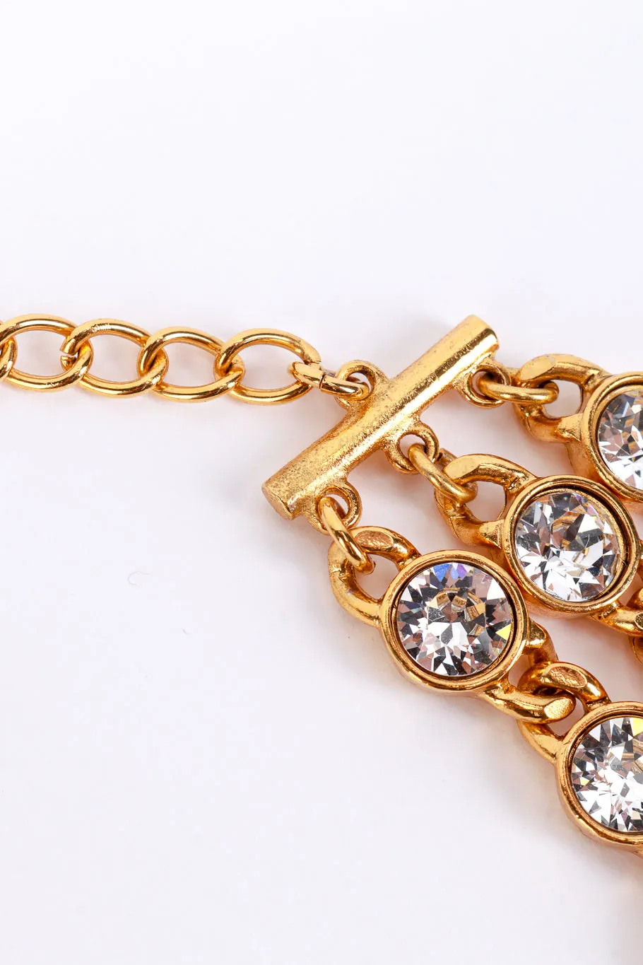 3-Strand Gold Crystal Collar Necklace