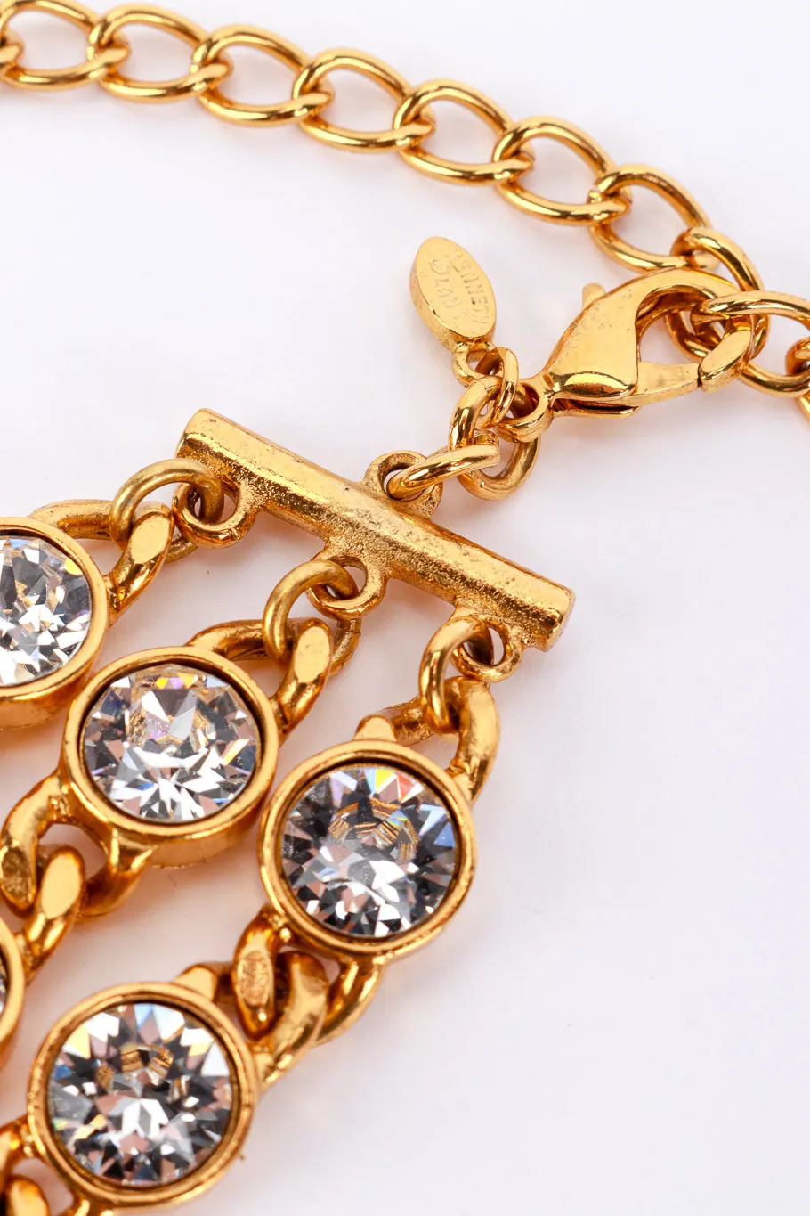 3-Strand Gold Crystal Collar Necklace