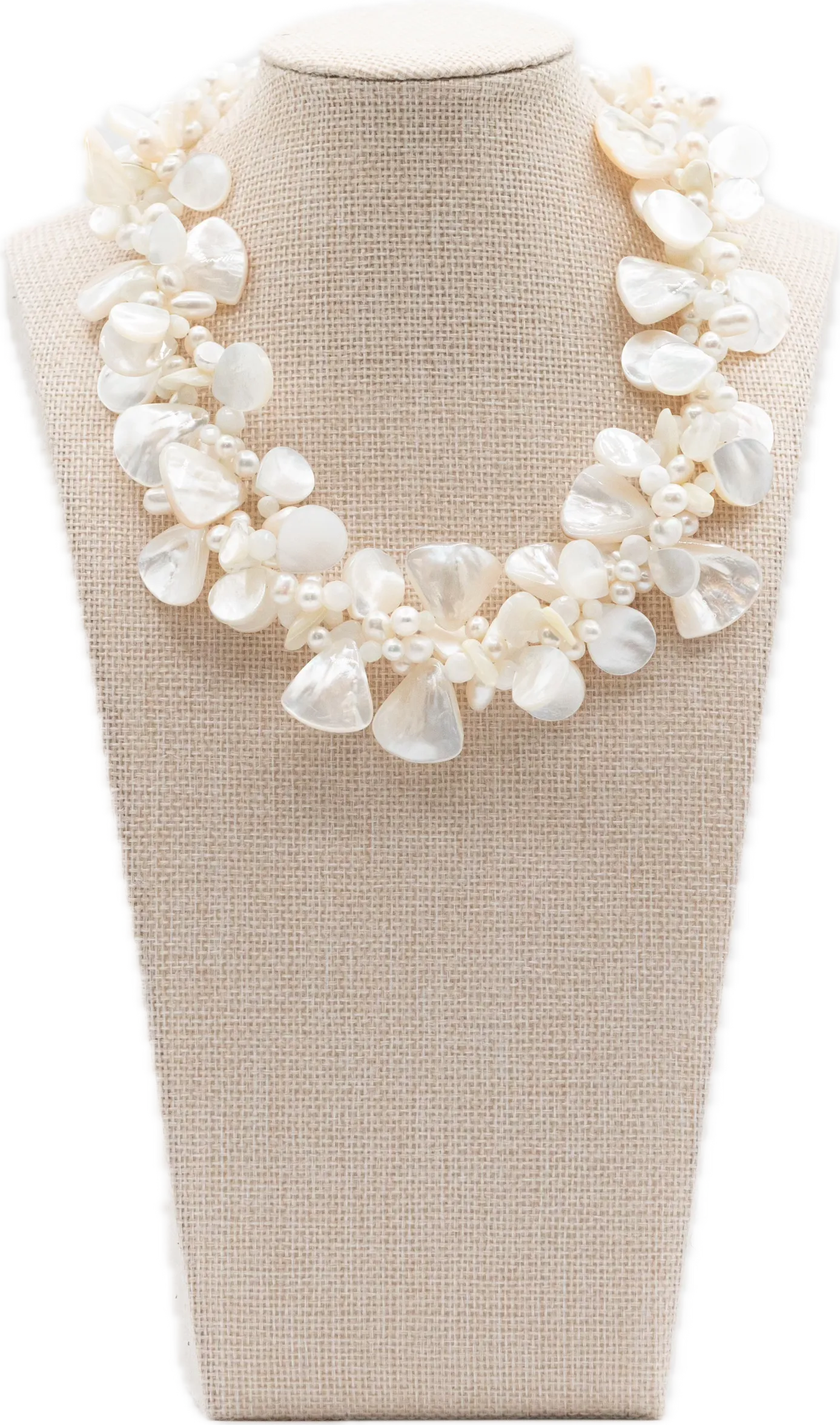 3 Strand Mother of Pearl and Pearl Necklace