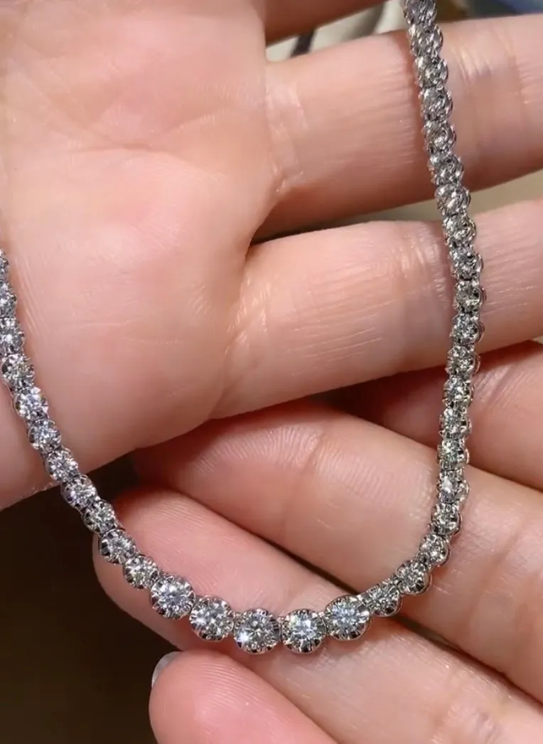 3.04ct tw Miracle Set Diamond Riviera Line Tennis Statement Necklace