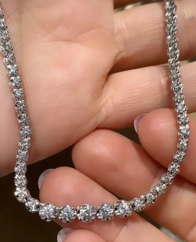 3.04ct tw Miracle Set Diamond Riviera Line Tennis Statement Necklace