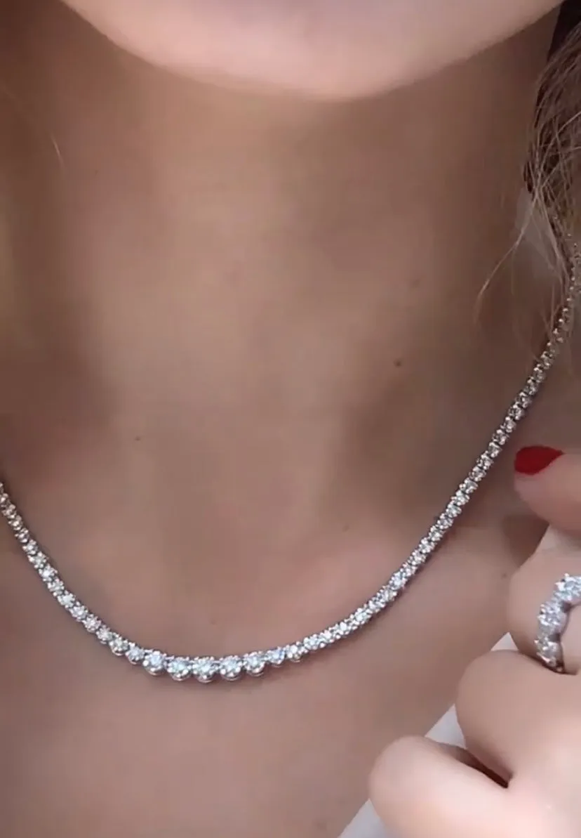 3.04ct tw Miracle Set Diamond Riviera Line Tennis Statement Necklace