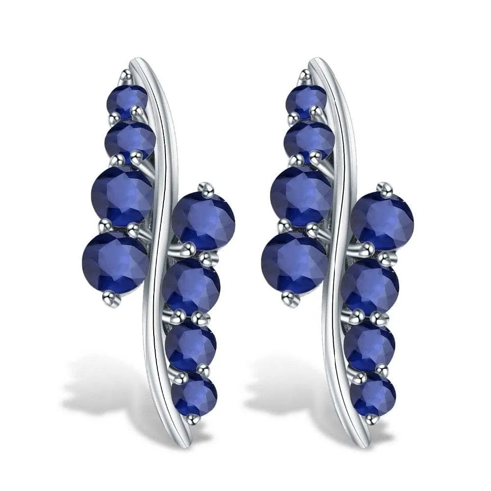 3.0Ct Natural Blue Sapphire Gemstone Earrings