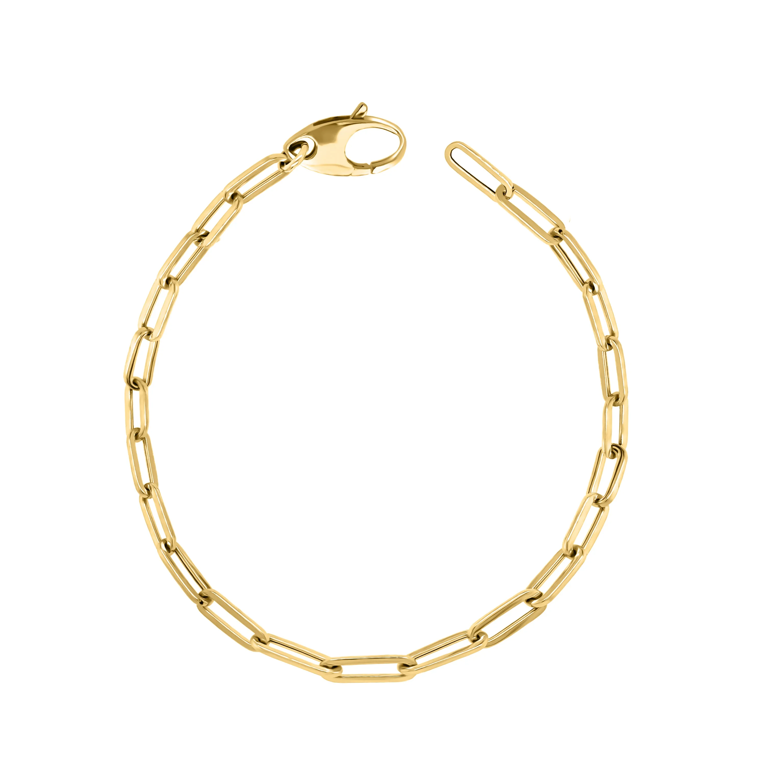 3.6MM Link Paperclip Link Chain Bracelet, 7.5" in 14K Gold