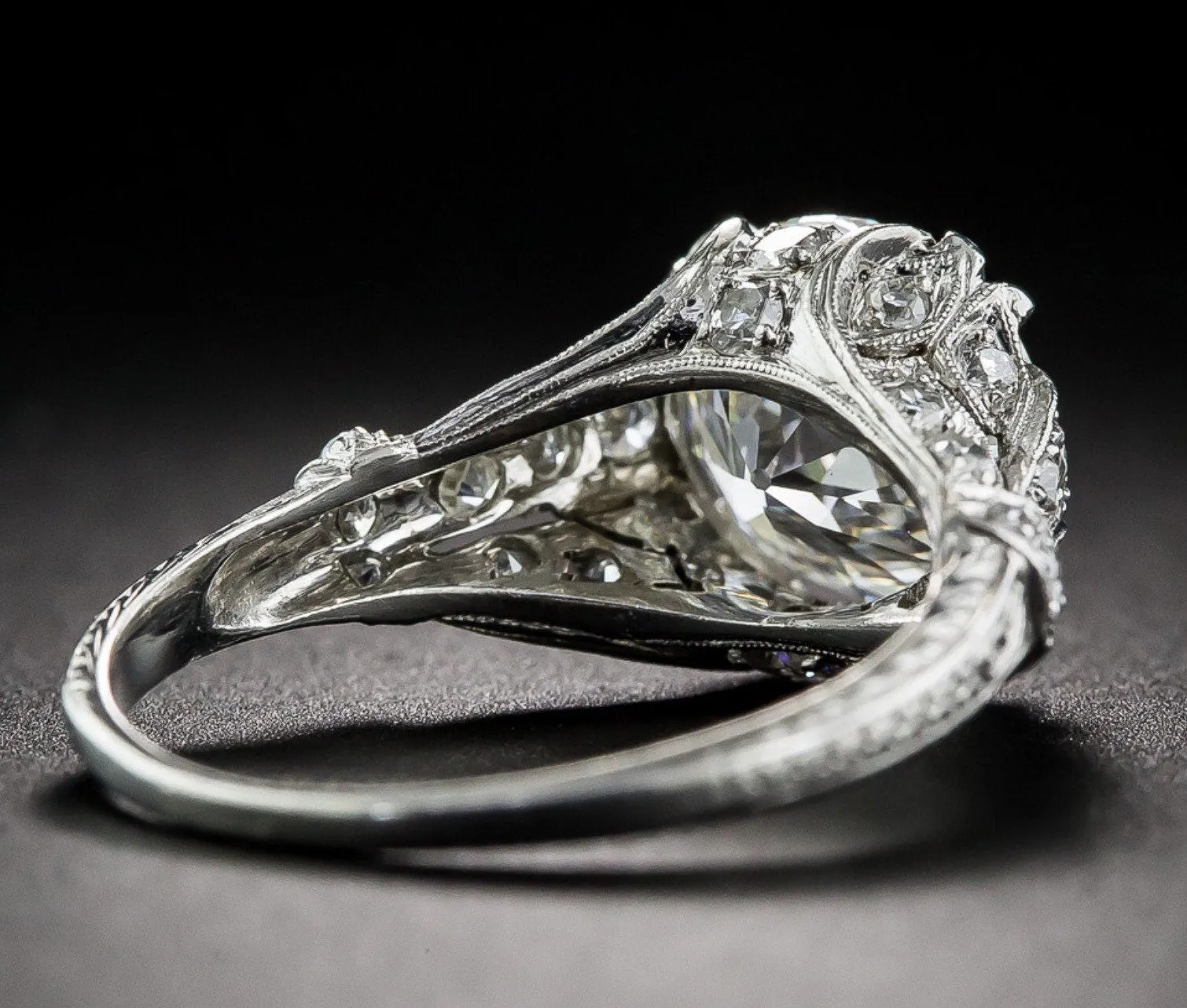 3.75 Carat Edwardian Antique Style Platinum Diamond Engagement Ring VS2