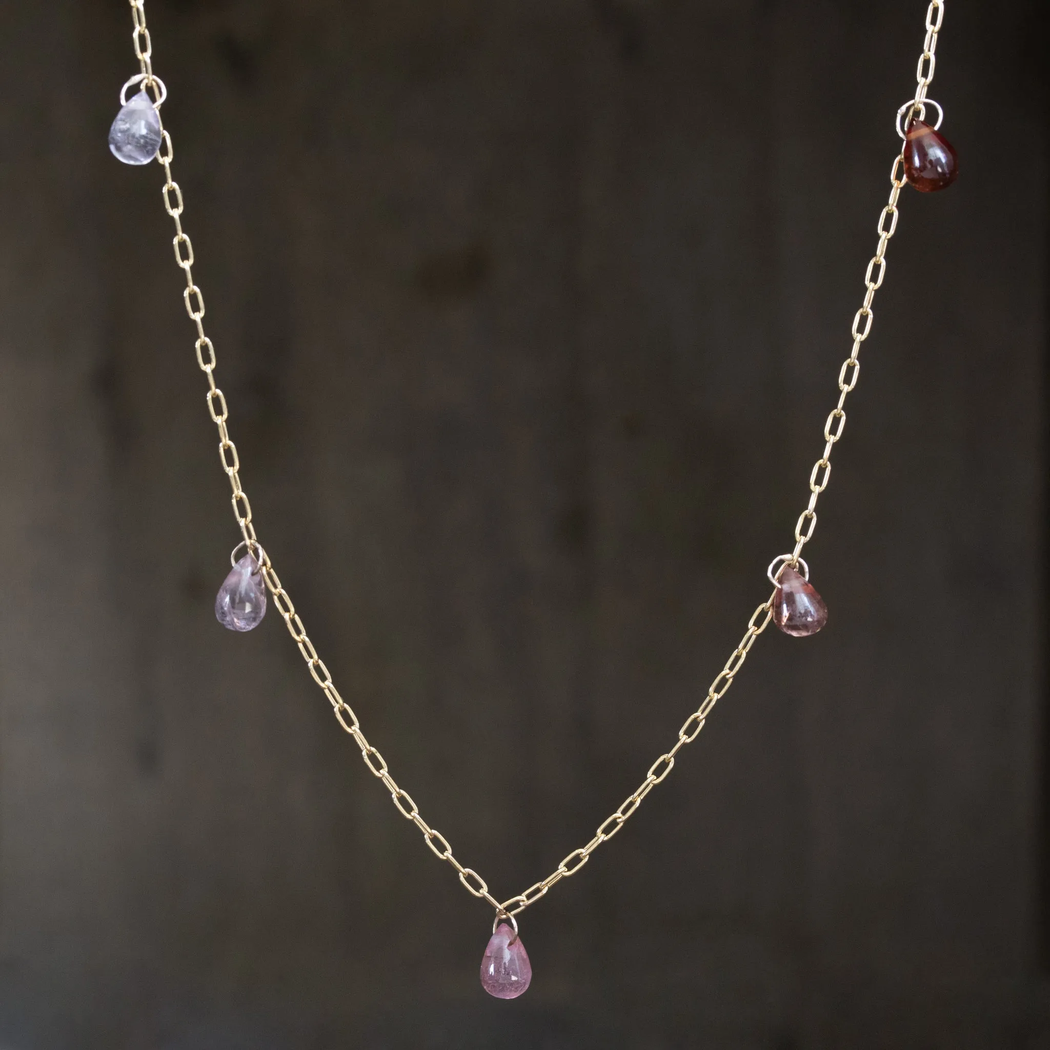 4.01ctw Pink Spinel Ombre Station Necklace