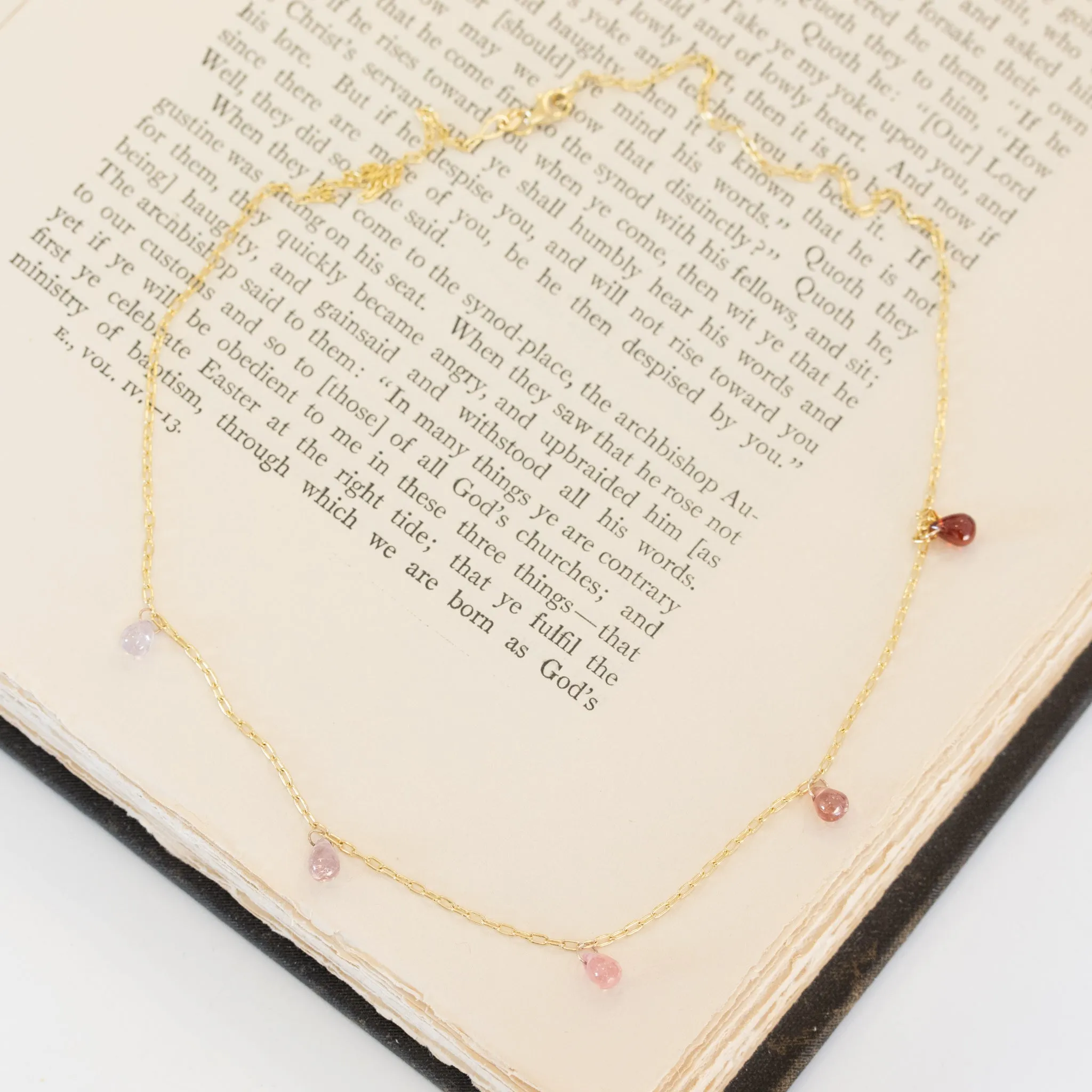 4.01ctw Pink Spinel Ombre Station Necklace