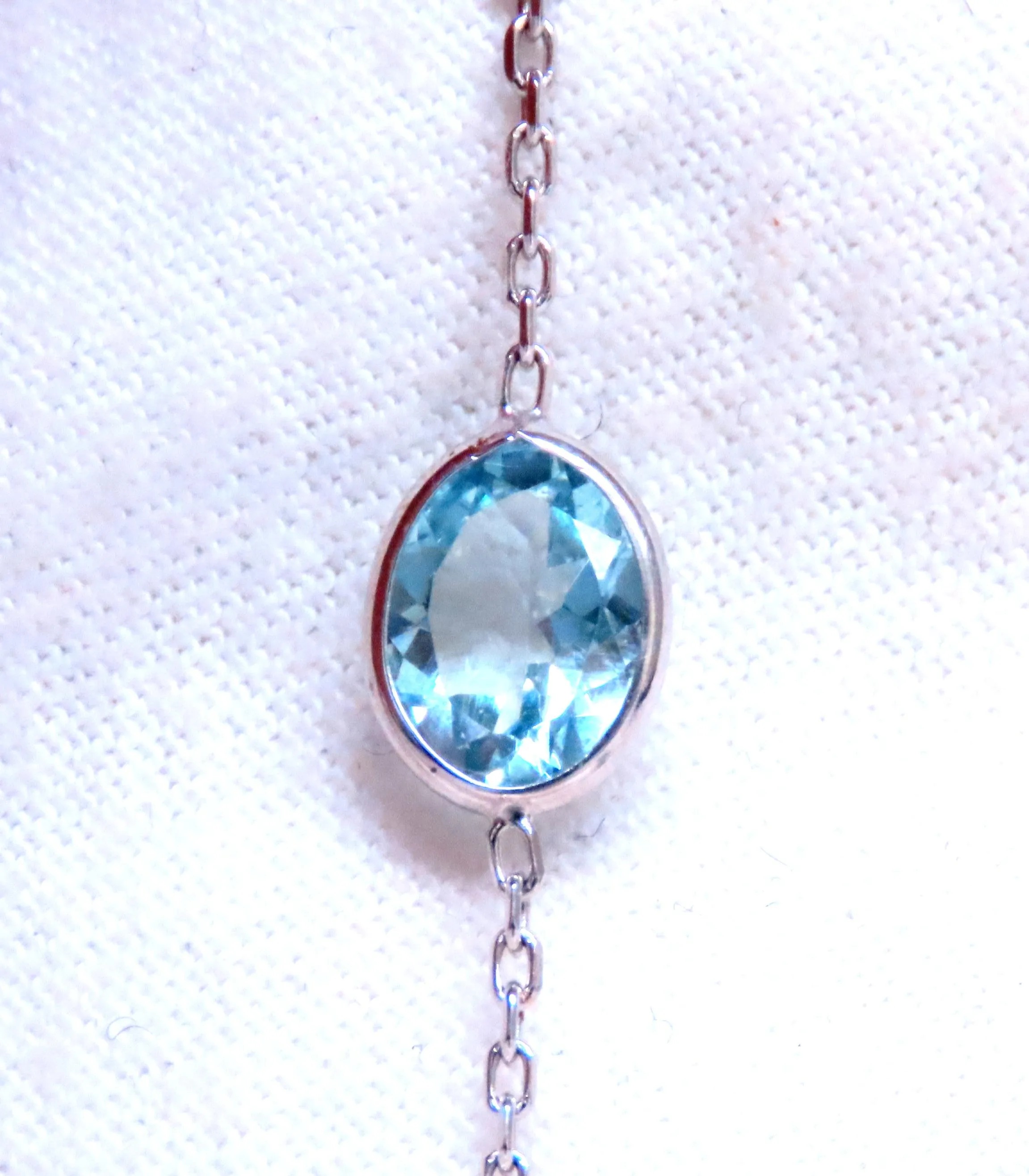 40ct Natural Aquamarine Diamond Yard Necklace 54115