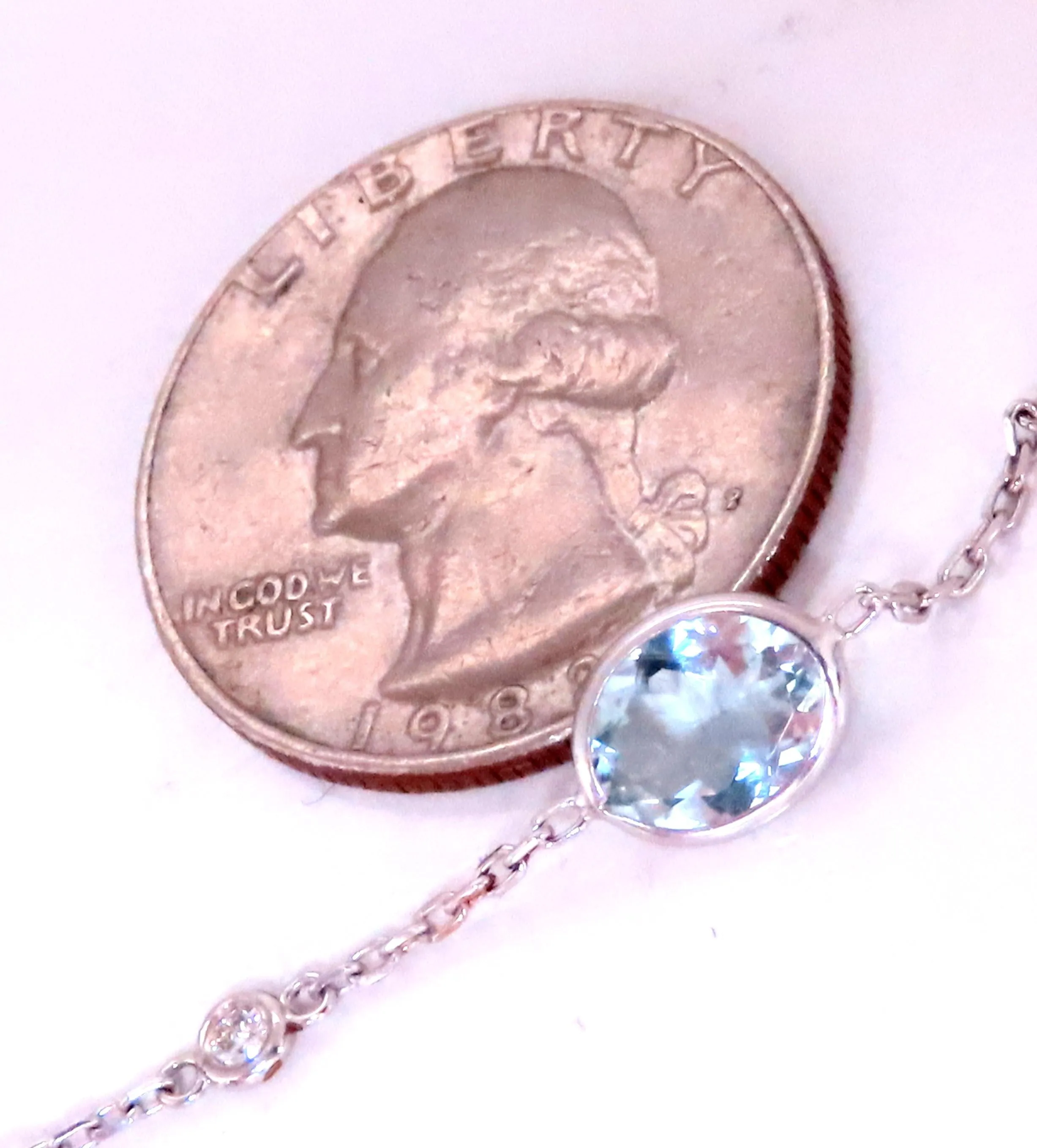 40ct Natural Aquamarine Diamond Yard Necklace 54115