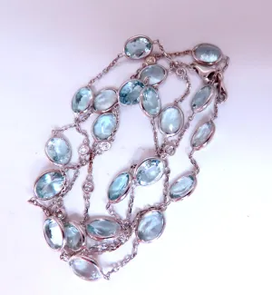 40ct Natural Aquamarine Diamond Yard Necklace 54115